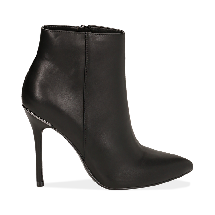 Ankle boots neri in eco-pelle, tacco 10, 50 cm , Scarpe, 142168616EPNERO036