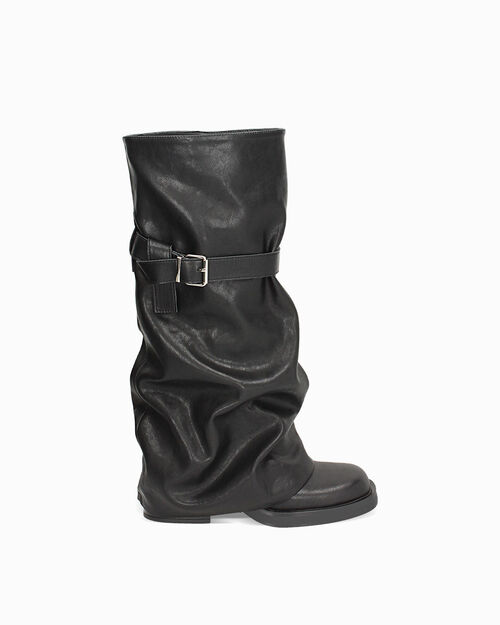 Botas biker negras con tac&oacute;n de 5,7 cm, BLACK