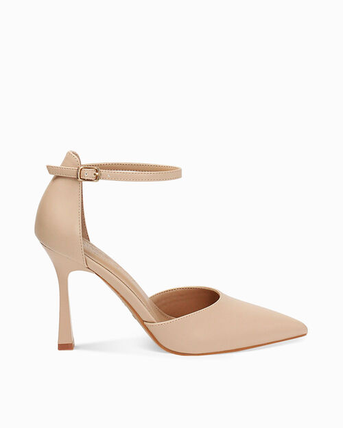 Open shank beige tacco 9,8 cm, BEIGE