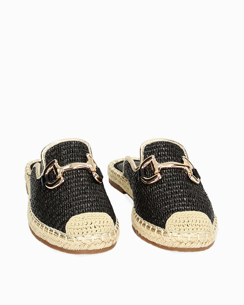 WOMEN SHOES SABOT RAFIA NERO, BLACK