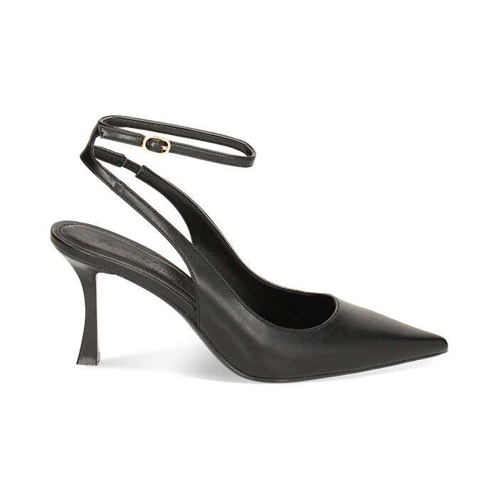 Décolleté slingback nere, tacco 8 cm, Primadonna, 232136302EPNERO036