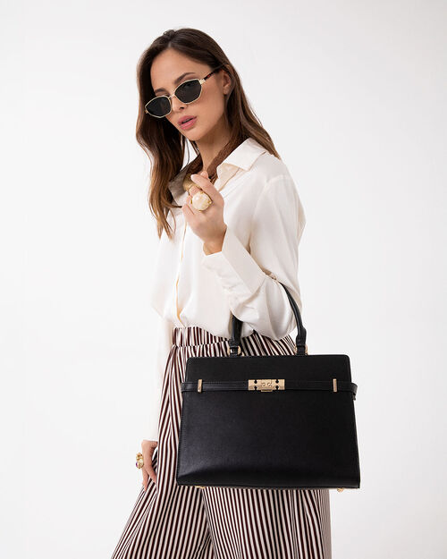 Borsa a mano nera dal design sofisticato, BLACK