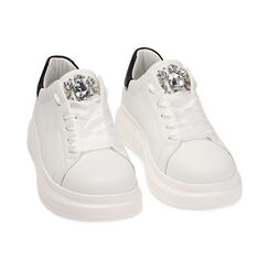 Sneakers bianche, suola 4 cm, Primadonna, 212806632EPBIAN035, 002 preview