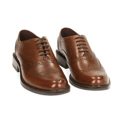 Chaussures à lacets cognac en cuir, Primadonna, 18L921032PECOGN036, 002 preview