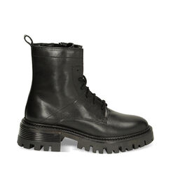 Anfibi neri in pelle, tacco 4,6 cm, Primadonna, 22N110002PENERO035, 001a