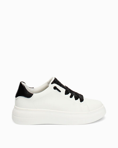 Sneakers bianche e nere tacco 5 cm, MULTI COLOR