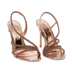 Sandalo donna rosa-oro in laminato con strass, tacco 10,5 cm, Primadonna, 252140344LPRAOR035, 003 preview