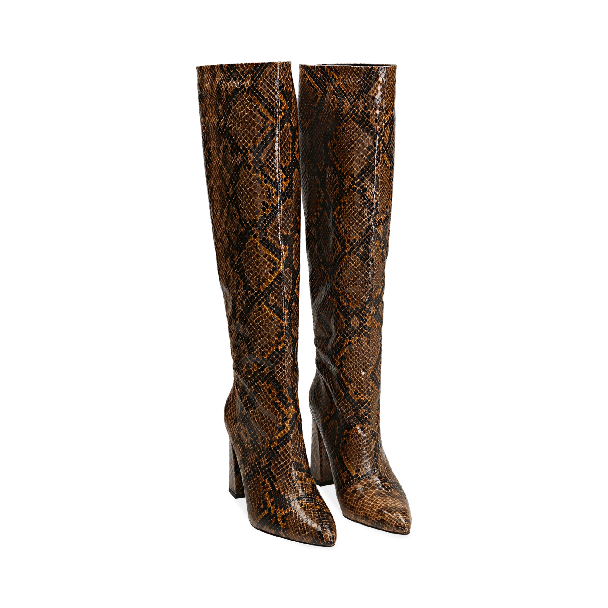 stivali marroni tacco