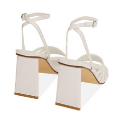 Sandali bianchi, tacco scultura 9 cm, Primadonna, 212721109EPBIAN036, 003 preview