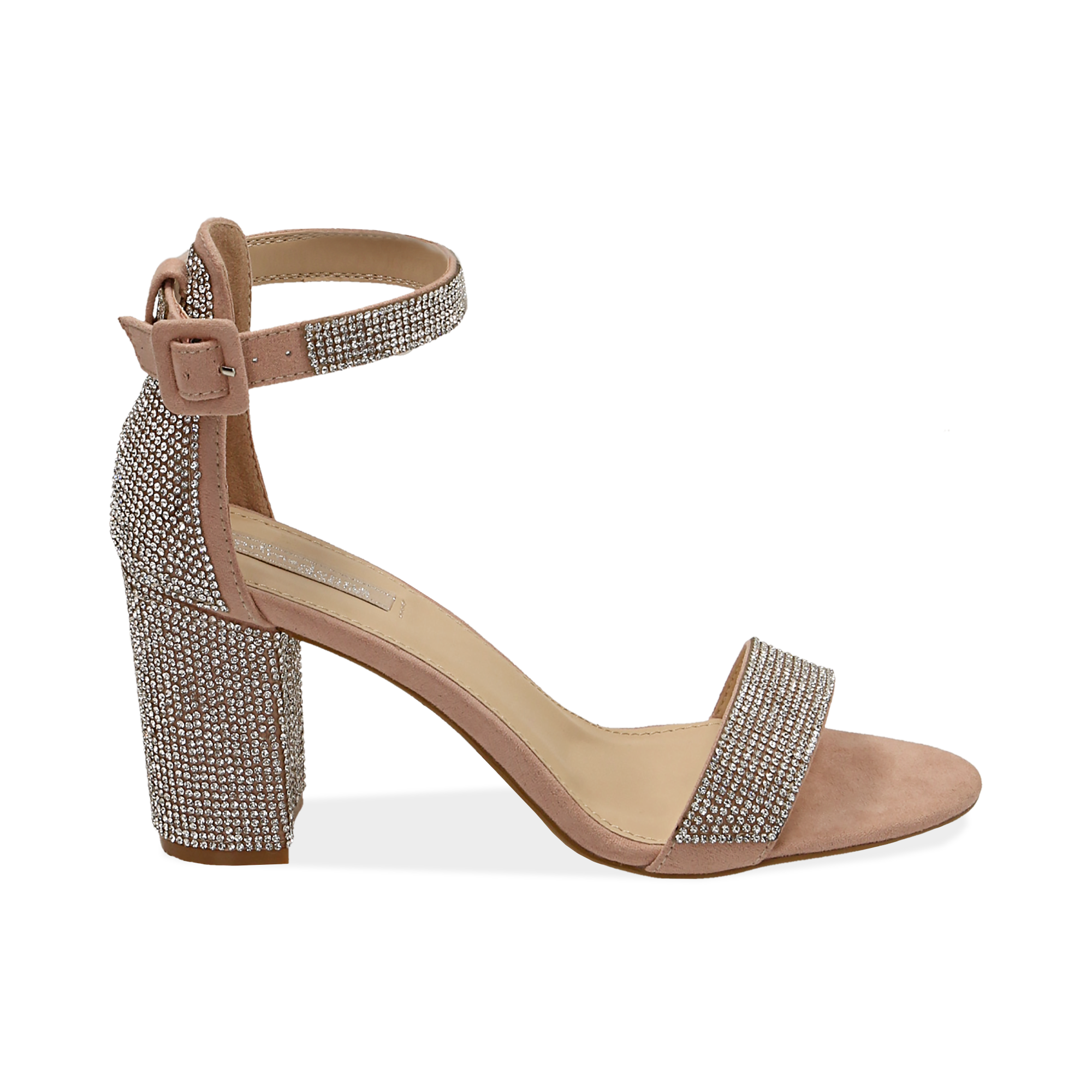 Sandali nude in microfibra con pietre, tacco 7,50 cm | Primadonna Collection