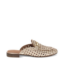 Sabot femme rose doré en cuir tressé, Primadonna, 251429029PIRAOR036, 001a