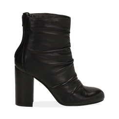 Ankle boots neri in pelle, tacco 10 cm ,