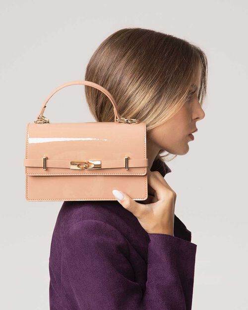 Mini bag nude con tracolla removibile, NUDE