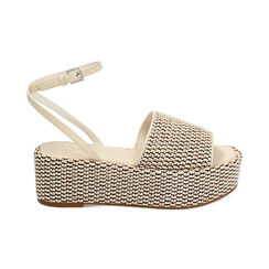 Compensées femme crème noires en raphia, Primadonna, 25M761693RFPANE035, 001 preview