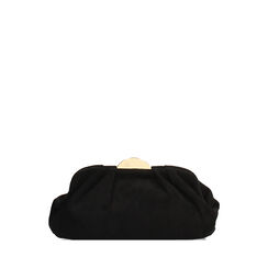 Clutch nera in microfibra con dettagli oro, Primadonna, 265126345MFNEROUNI, 001a