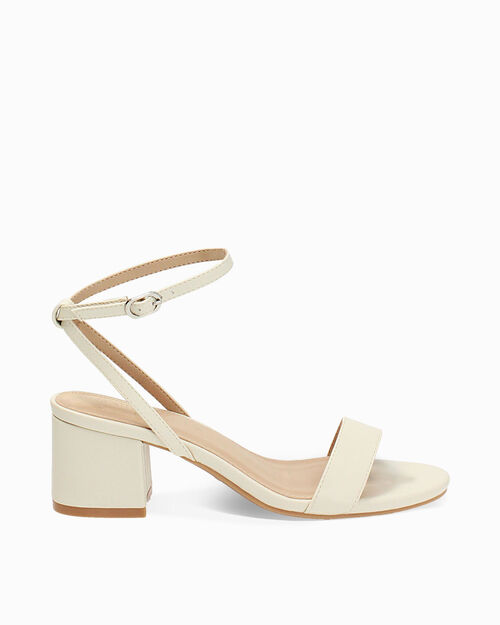 Sandalia con tac&oacute;n para mujer crema medio, CREAM