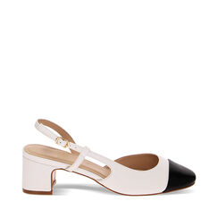 Décolleté slingback bianco-nere, tacco 5 cm, Primadonna, 234920701EPBINE037, 001a