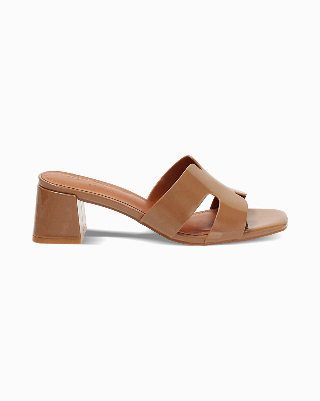 Mules open toe fango tacco 5,5 cm
