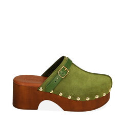 Clogs verde salvia in camoscio, tacco 6 cm , Primadonna, 194305215CMVESA036, 001a