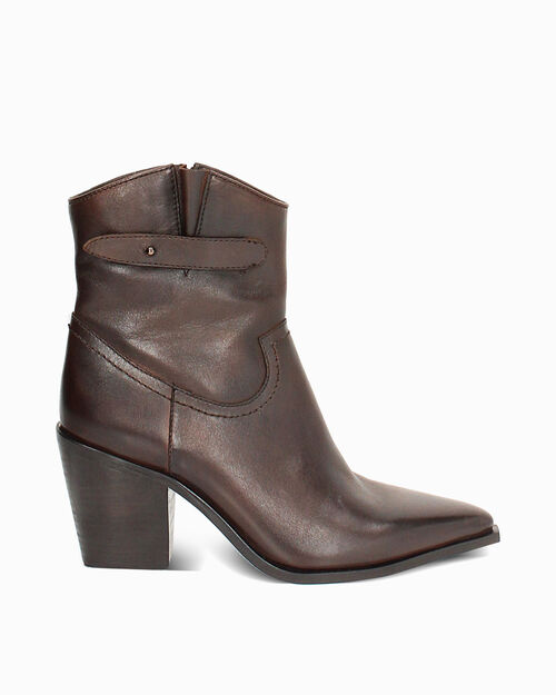 Dark brown texan ankle boot 8.2 cm heel, DK BROWN