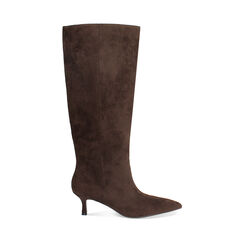 Botas en microfibra azul noche con tacón de 5,6 cm, Primadonna, 262139712MFMORO035, 001a