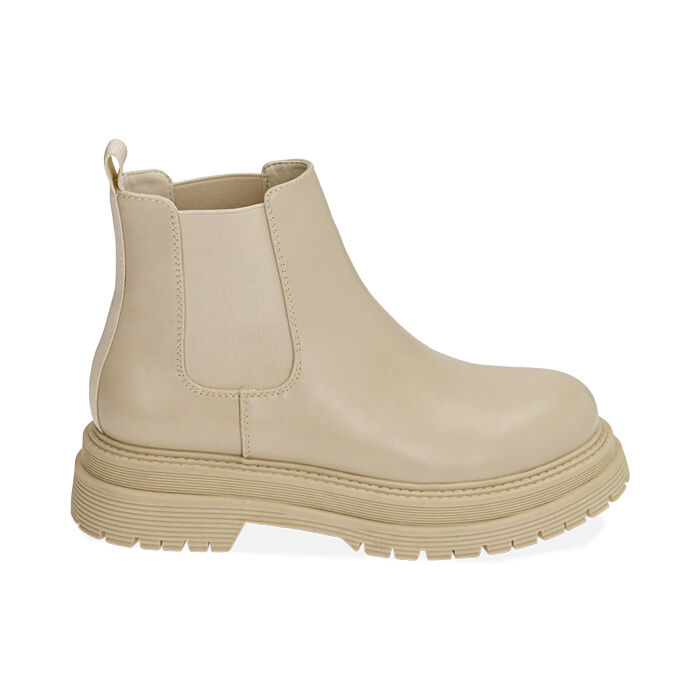 Chelsea boots panna, tacco 5 cm , Primadonna, 200611251EPPANN036