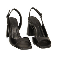 Sandali neri, tacco 8,2 cm, Ultime occasioni, 232107101EPNERO036, 002 preview