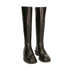 Botas planas de piel negra, tacón de 3,5 cm., Primadonna, 20N406605PENERO036, 002a