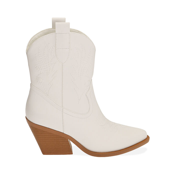 Stivaletti donna texani bianchi tacco 8 cm Primadonna Collection