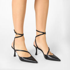 Décolleté slingback nere, tacco 8 cm, Primadonna, 232136320EPNERO035, 002a