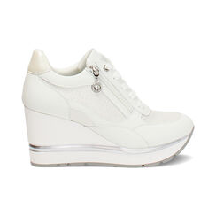 Sneakers bianche tacco 8 cm, Scarpe, 272811615EPBIAN036, 001 preview