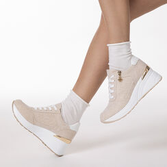 Sneakers beige tacco 6,5 cm, Primadonna, 272812108TSBEIG035, 002 preview