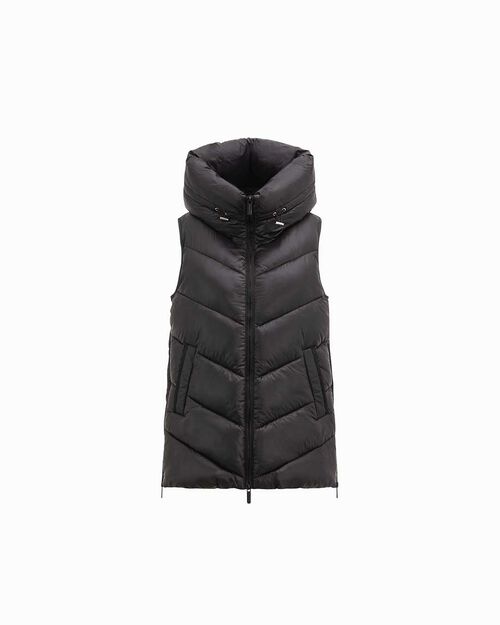 Gilet en noir matelass&eacute; avec capuche, BLACK