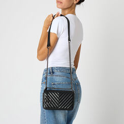 Borsa a tracolla nera con doppia tasca, Primadonna, 265700970EPNEROUNI, 002a