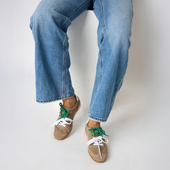 Sneakers taupe in camoscio con doppio laccio, Primadonna, 260627802CMTAUP036, 002 preview