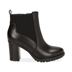Chelsea boots neri in eco-pelle, tacco 8,5 cm , Scarpe, 143066110EPNERO035, 001 preview