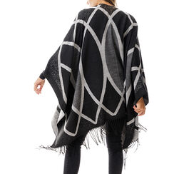 Poncho noir et gris imprimé géométrique, Special Price, 20B400018TSNEGRUNI, 002 preview