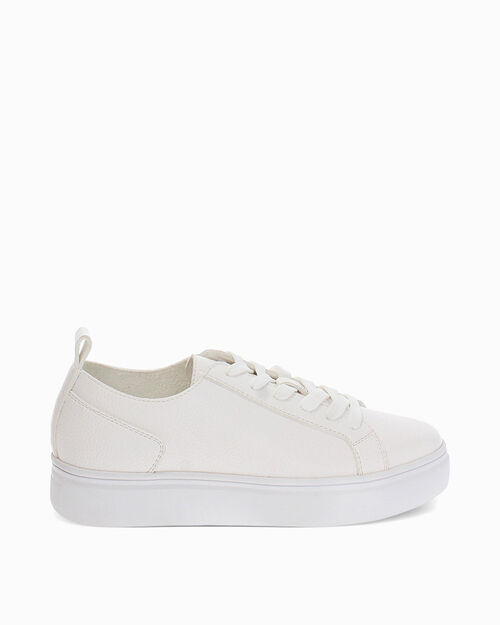 Sneakers bianche con tacco 3,5 cm, WHITE