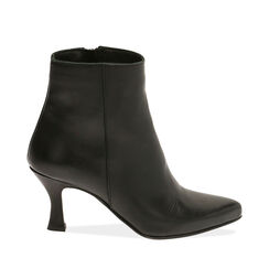 Ankle boots neri in pelle, tacco 8 cm , Saldi Invernali, 18L650050PENERO037, 001a