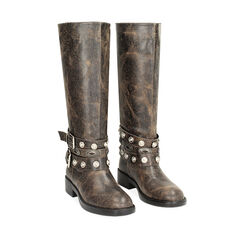 Stivale testa di moro con borchie, Primadonna, 243003001SCMORO035, 002a