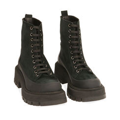 Anfibi neri in camoscio, tacco 5,5 cm  , Special Price, 187204403CMNERO035, 002a