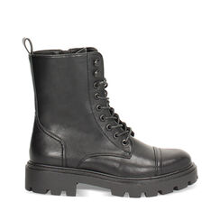 Anfibi neri con suola in gomma e tacco 4 cm, Primadonna, 260610909EPNERO035, 001a
