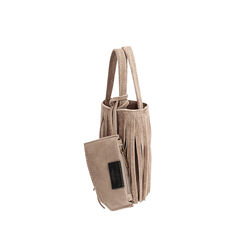 Mini bag con frange taupe in camoscio, Primadonna, 260805168CMTAUPUNI, 004 preview