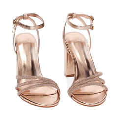 Sandali con tacco rosa-oro in laminato con pietre, Primadonna, 232712111LPRAOR036, 002 preview
