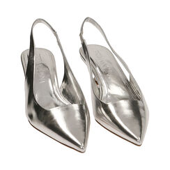 Décolleté slingback argento laminato, tacco 5 cm, Primadonna, 212190201LMARGE035, 002 preview
