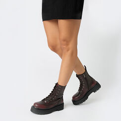 Anfibi bordeaux lucidi con suola in gomma di 5 cm, Primadonna, 267533391EUBORD036, 002a