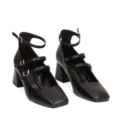 Décolleté nere con stringhe, tacco 5,5 cm, Primadonna, 244981307EPNERO036, 002a