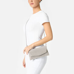 Pochette femme argent en laminé avec pierres, Primadonna, 255126052LPARGEUNI, 002a