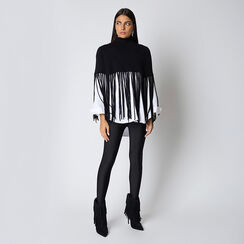 Poncho en tissu noir avec des détails sophistiqués, Primadonna, 26B483106TSNEROUNI, 002a