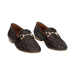 Mocassino testa di moro in pelle intrecciata, Primadonna, 251427020PIMORO036, 003 preview